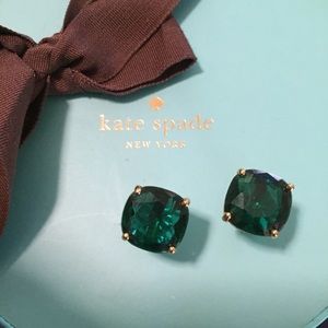 Kate Spade Emerald Green Cushion Cut Earrings